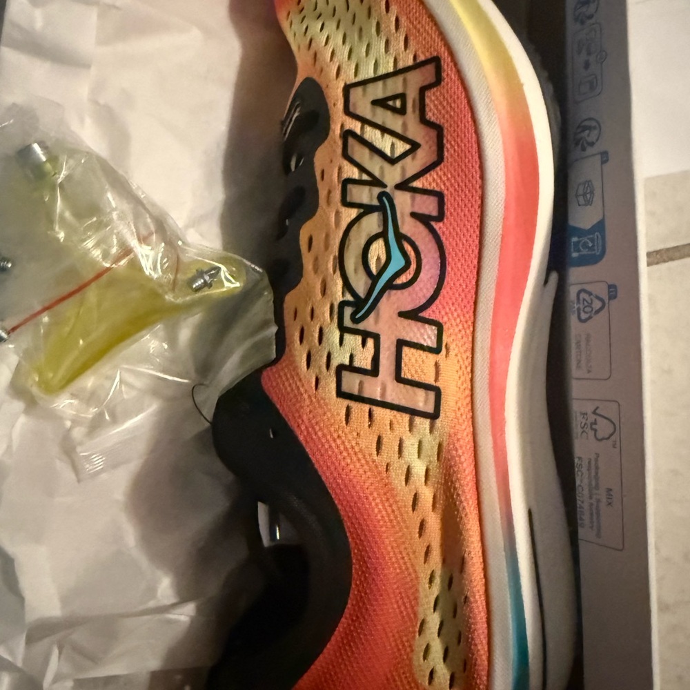 Hoka Vibrant Orange and Black Sneakers (Track shoes)